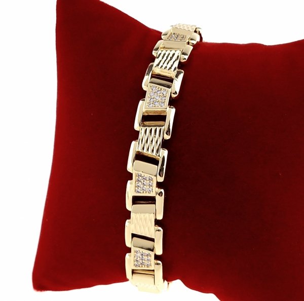 4909 Bransoletka złota elegancka 18,5cm cyrkonie pozłacana 14k Bloom