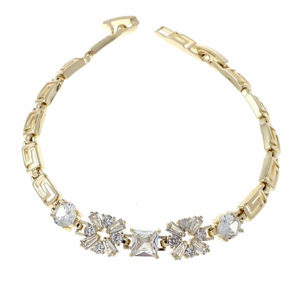 4282 Bransoletka elegancka złota 17,5+2cm pozłacana 14k cyrkonie