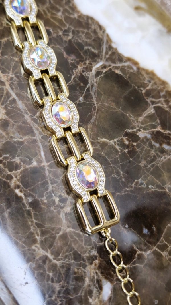 4194 Bransoletka elegancka złota 17+3cm pozłacana 14k Xuping Austrian Crystal