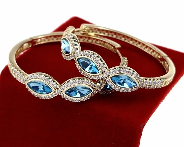 1287 Kolczyki złote pozłacane Austrian Crystal wiszące 14K cyrkonie Xuping 