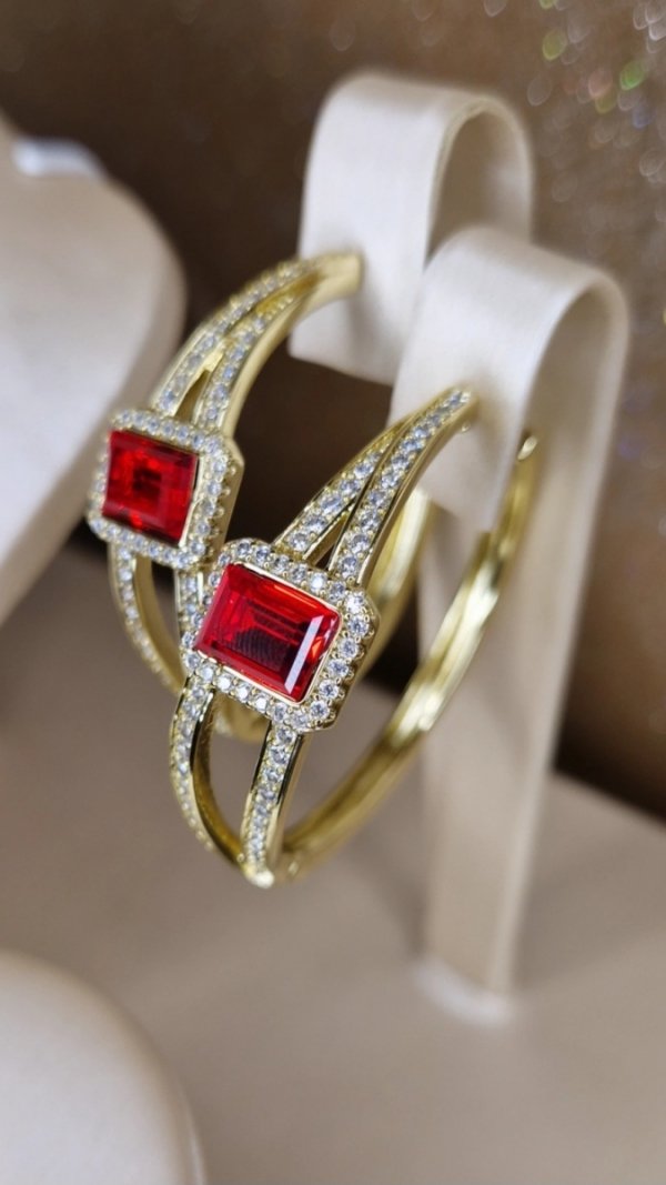 078k Kolczyki złote koła 3,7cm pozłacane Austrian Crystal wiszące 14K cyrkonie Xuping 