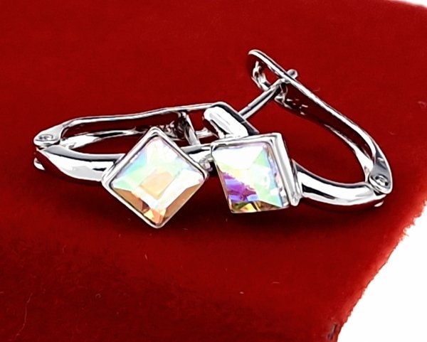 4426 Srebrne kolczyki Austrian Crystal pozłacane białym złotem wiszące