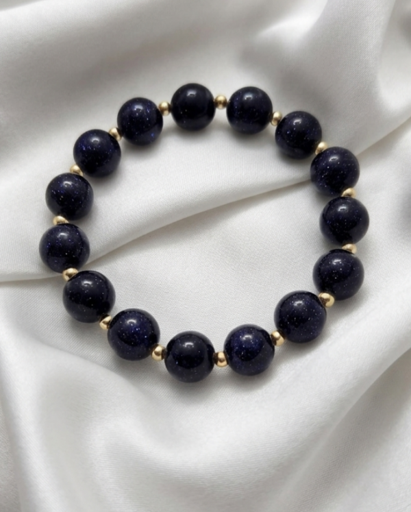 1918c Bransoletka kamień naturalny noc Kairu na gumce jubilerskiej