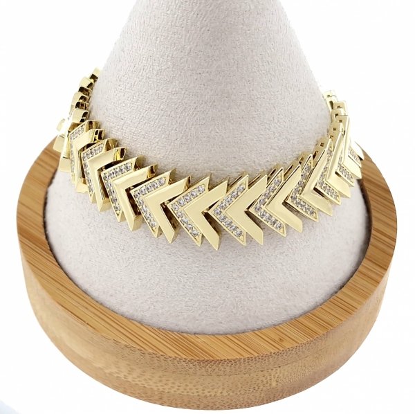 3866 Bransoletka złota elegancka cyrkonie 20cm pozłacana 14k Aisadi