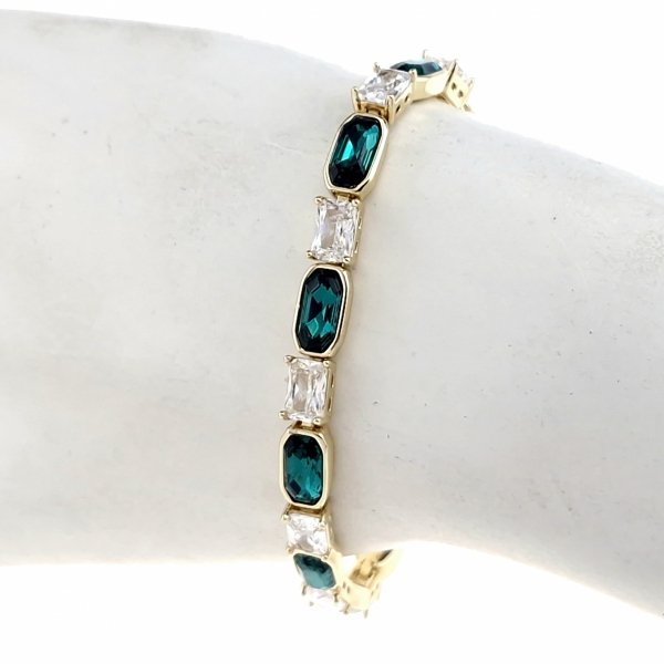 1496 Bransoletka elegancka Austrian Crystal złota cyrkonie 17+3 pozłacana 14k Xuping 