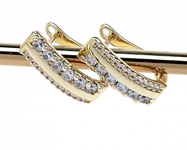 4202 Kolczyki złote pozłacane wiszące 14K cyrkonie 