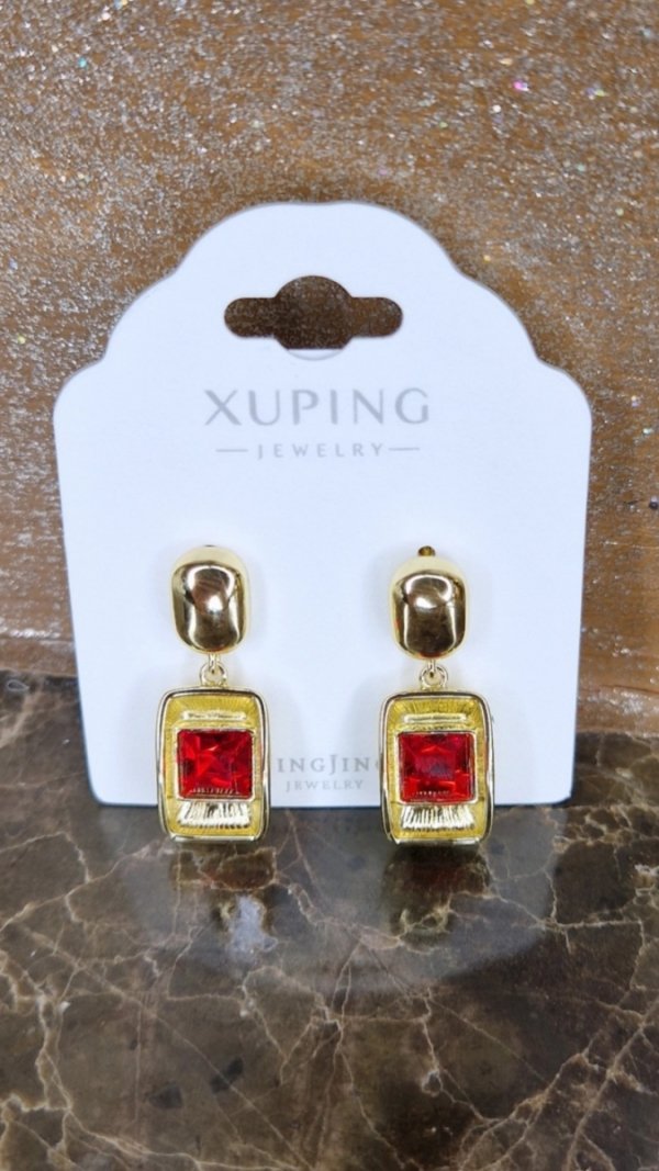 3502 Kolczyki złote pozłacane Austrian Crystal wiszące 14K cyrkonie Xuping 