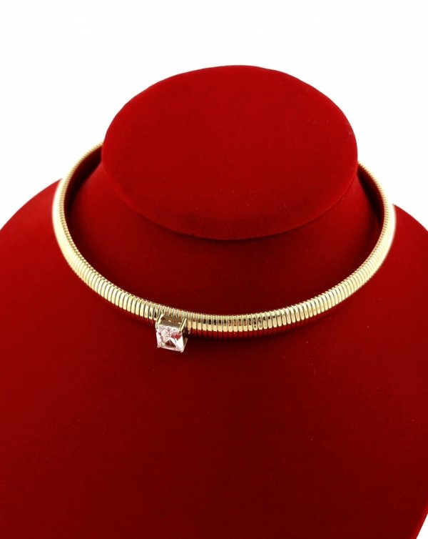 2395c Złoty łańcuszek naszyjnik 33+8 stal chirurgiczna 316L Viki lady choker
