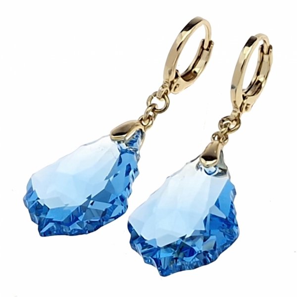 2893 Kolczyki złote Austrian Crystal pozłacane cyrkonie wiszące 14K Xuping Swaro