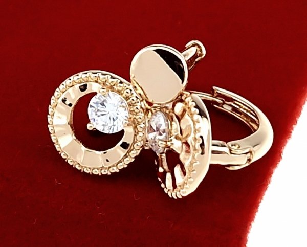 0409 Złote kolczyki pozłacane cyrkonie 18k Xuping wiszące 