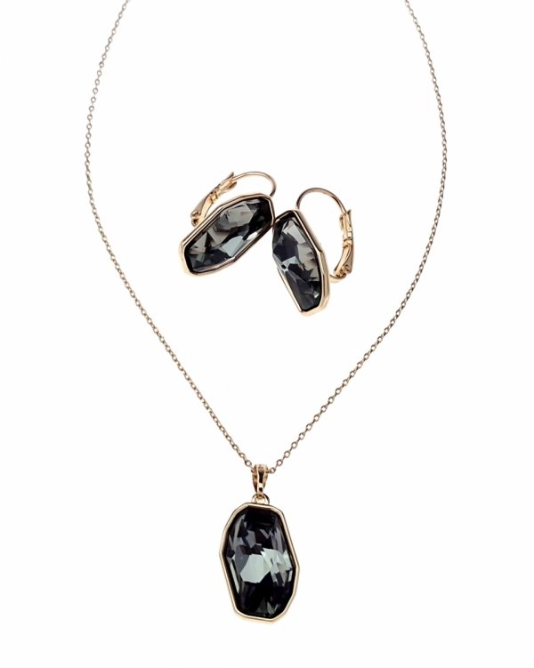 1078 Komplet kolczyki, naszyjnik 40+5cm pozłacany 18k Swaro Austrian Crystal