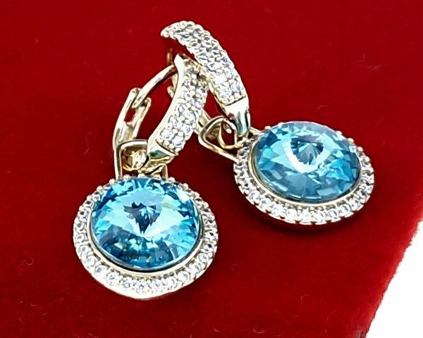 1212a Kolczyki złote pozłacane cyrkonie wiszące 14K Xuping Austrian Crystal