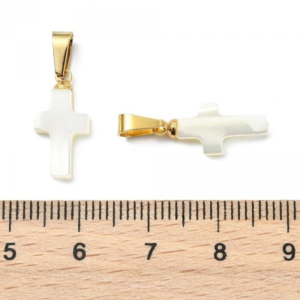 1820e Zawieszka pozłacana 14k krzyż muszla 16,5~17x8x2,5 mm,