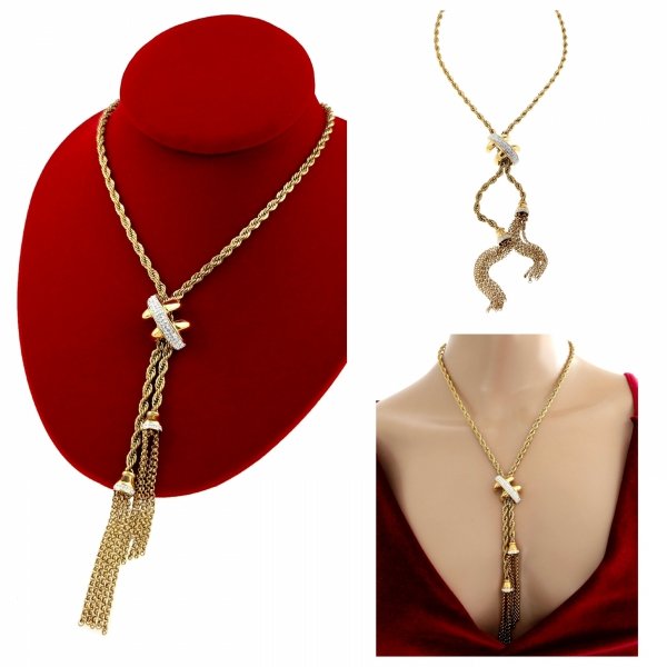 2041 Złoty łańcuszek 46+5 naszyjnik stal chirurgiczna nierdzewna 316L krawatka