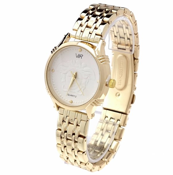 4393 Ekskluzywny damski złoty zegarek błyszczący cyrkonie klasyk