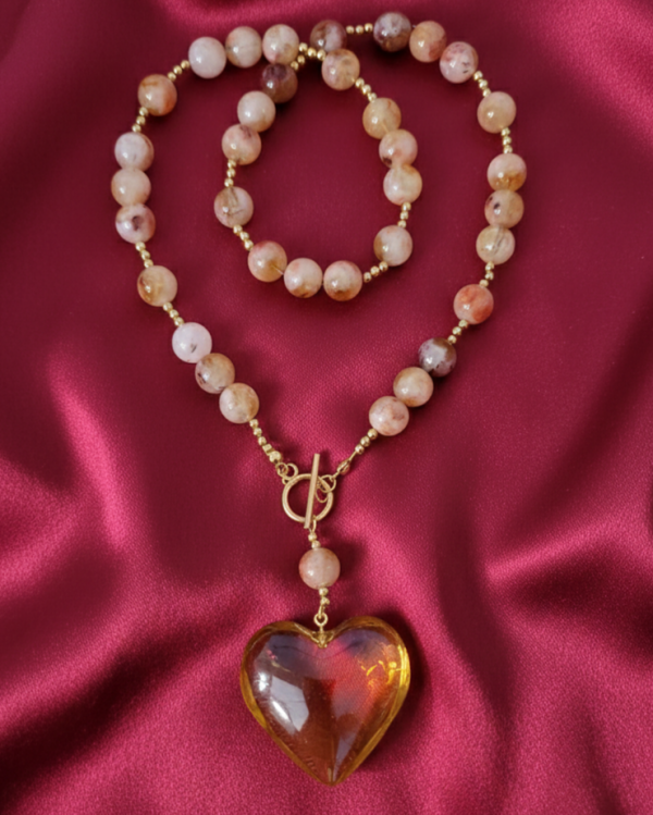 1427 Naszyjnik cytryn kamień naturalny 55cm stal chirurgiczna nierdzewna naszyjnik