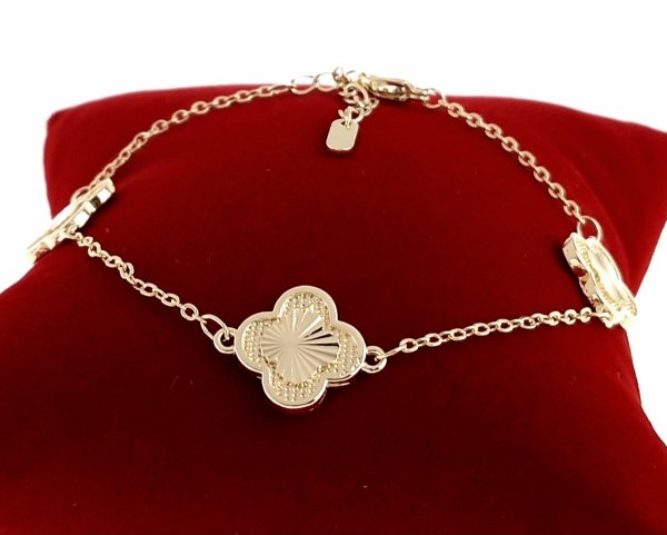 736 Bransoletka elegancka złota 18+3cm pozłacana 14k koniczyna marokańska
