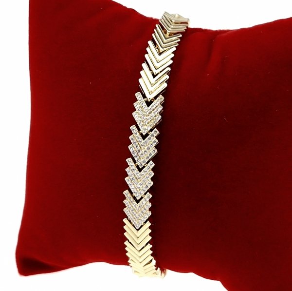 850a Bransoletka złota elegancka cyrkonie 19cm pozłacana 14k Aisadi