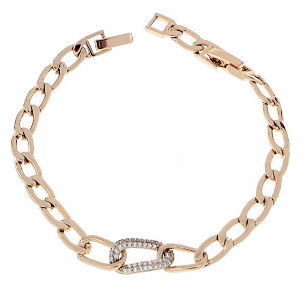436 Bransoletka złota cyrkonie pozłacana 19cm 18k Xuping 