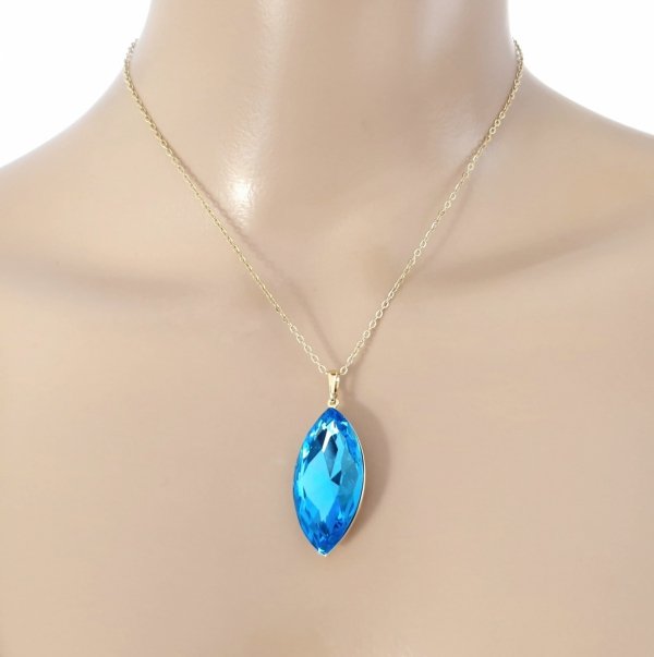 4845 Złoty naszyjnik 40+5cm stal chirurgiczna nierdzewna 316L kryształek Swaro łezka Austrian Crystal