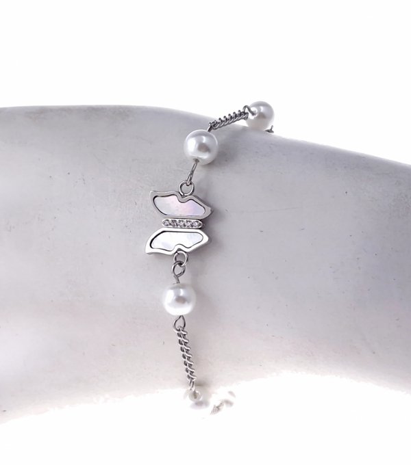 1998 Bransoletka srebrna 17,5+3cm stal chirurgiczna 316L motyl