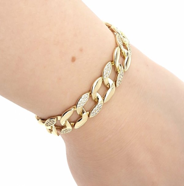 716 Bransoletka złota elegancka 20cm cyrkonie pozłacana 14k Viki Lady