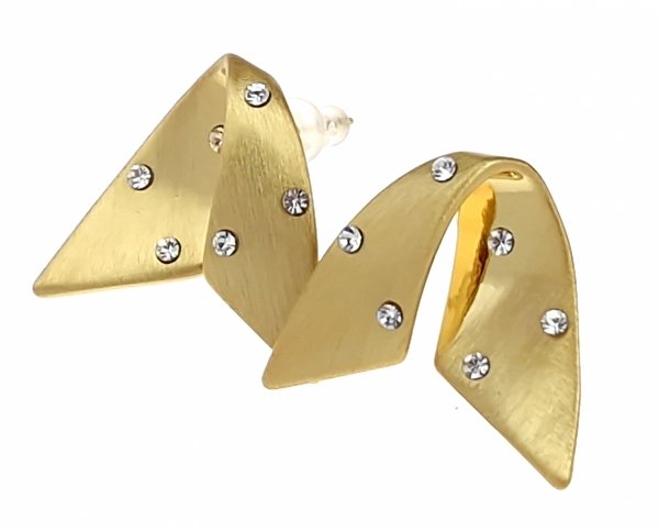 536 Kolczyki złote pozłacane wtyczki 14K cyrkonie 
