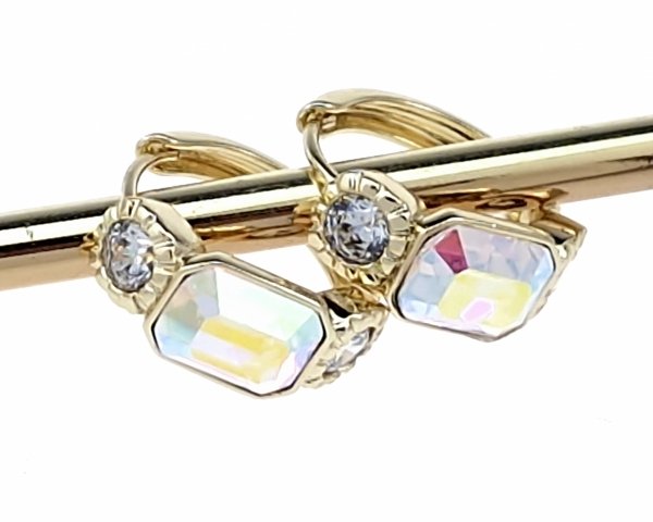 009 Kolczyki złote pozłacane Austrian Crystal wiszące 14K cyrkonie Xuping 