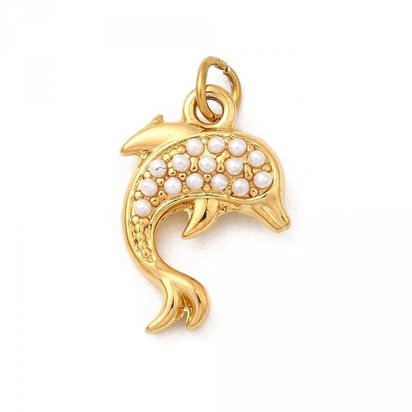1879h Złota zawieszka błyszcząca stal chirurgiczna nierdzewna delfin