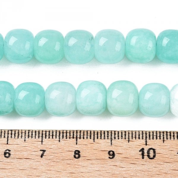 sz351 Jadeit jasnoturkusowy kamień naturalny ~10mm pasmo 38cm