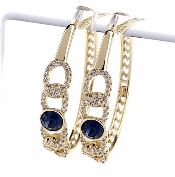 099 Kolczyki złote pozłacane Austrian Crystal wiszące 14K cyrkonie Xuping 