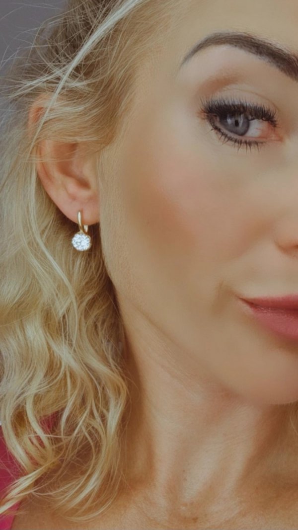 2428 Kolczyki złote pozłacane cyrkonie wiszące 14K Xuping 