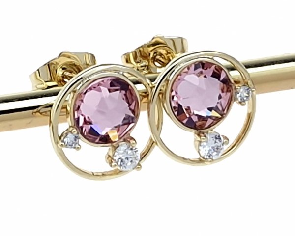 2190c Kolczyki złote pozłacane cyrkonie wtyczki 14K Xuping Austrian Crystal