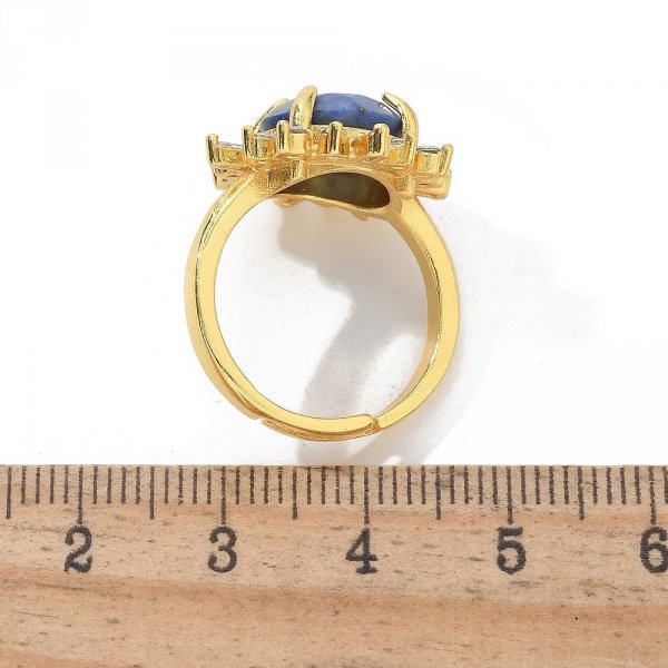 4582 Pierścionek złoty pozłacany 14k lapis lazuli kamień naturalny regulowany