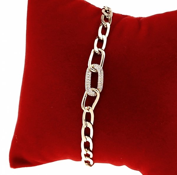 436 Bransoletka złota cyrkonie pozłacana 19cm 18k Xuping 