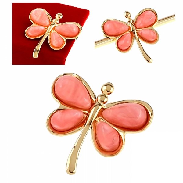 0167 Elegancka broszka złota stal chirurgiczna przypinka motyl