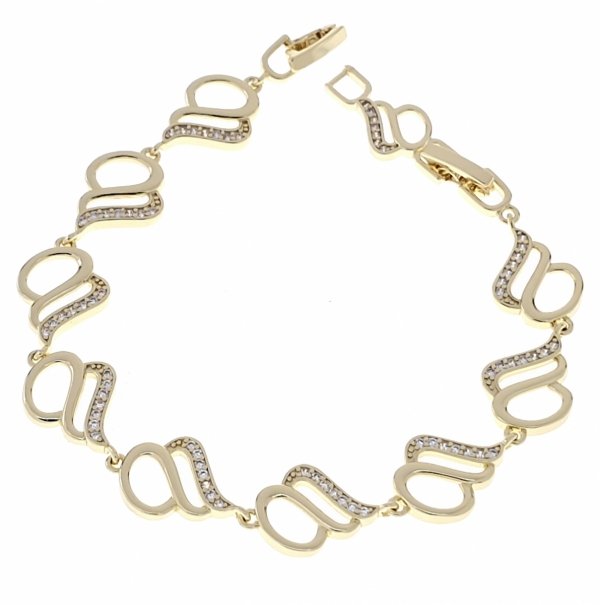 985 Bransoletka złota elegancka 19cm cyrkonie pozłacana 14k Viki Lady