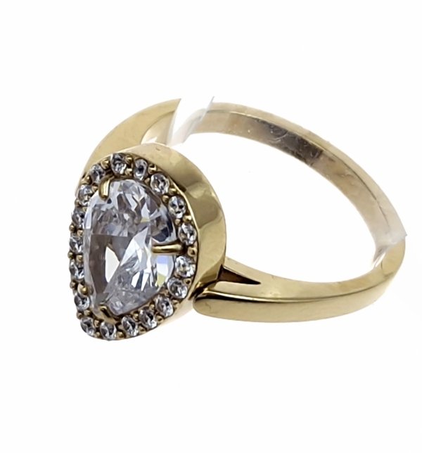 386L Pierścionek złoty stal chirurgiczna nierdzewna 316L cyrkonie