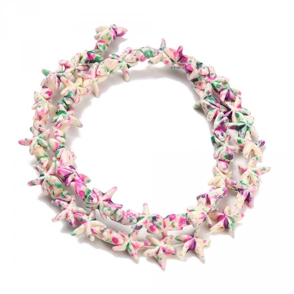 4940 Syntetyczne koraliki, rozgwiazda 10x10x4mm, sznur 34cm