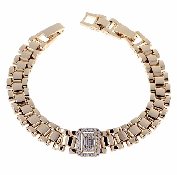 269 Bransoletka cyrkonie złota 19cm pozłacana 18k Xuping