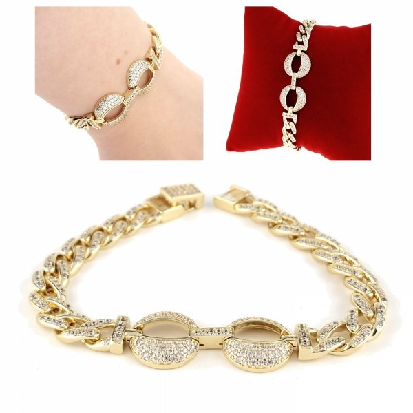 3796 Bransoletka złota elegancka 19cm cyrkonie pozłacana 14k Viki Lady