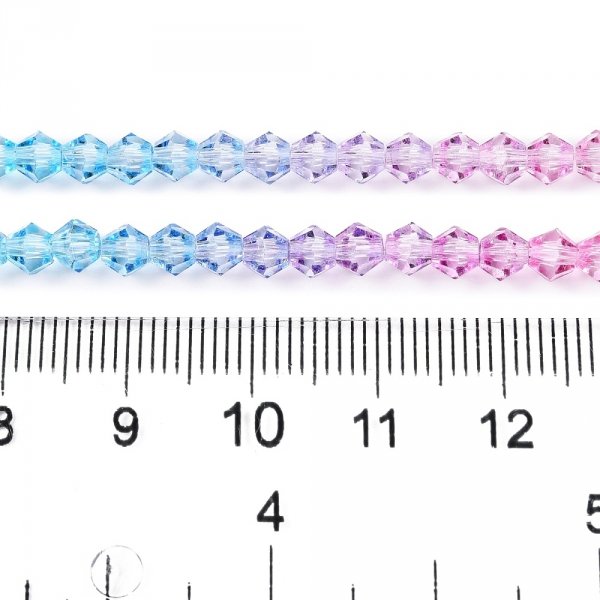 1031 Szklane koraliki fasetowane, kolorowe 4x4,5mm sznur 32cm