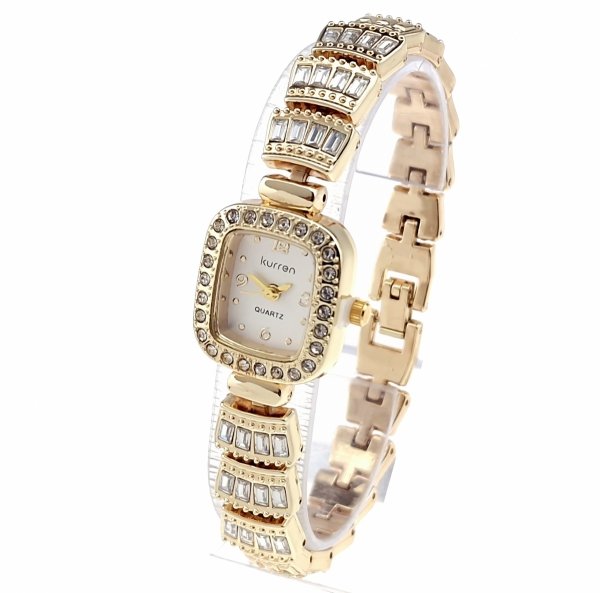2256 Ekskluzywny damski złoty zegarek Kurren klasyk cyrkonie