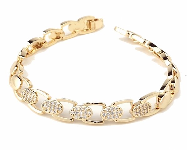 1935e Bransoletka złota elegancka 18cm cyrkonie pozłacana 14k Viki Lady