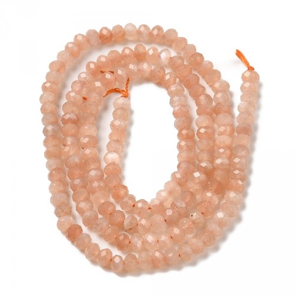 4401j Kamień słoneczny fasetowany kamień naturalny kula 3mm pasmo 38cm