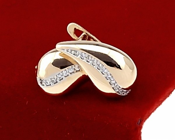 3612 Złote kolczyki cyrkonie pozłacane 18k Xuping wiszące 