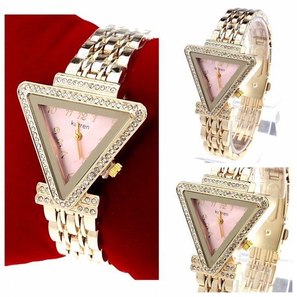 3731c Ekskluzywny damski złoty zegarek błyszczący cyrkonie Kurren klasyk 