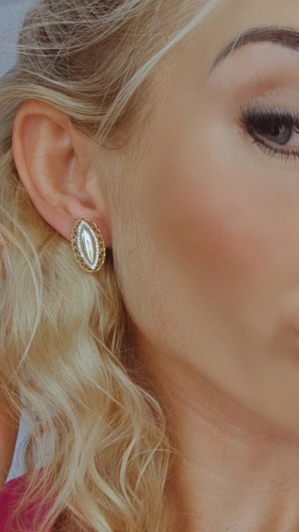 3203 Kolczyki złote pozłacane cyrkonie wiszące 14K Xuping 