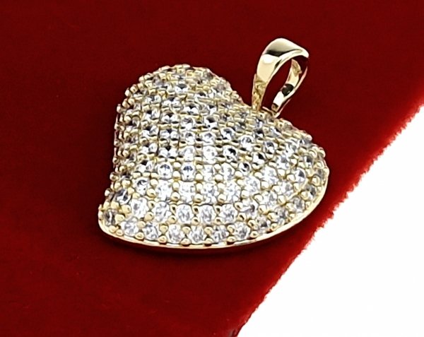 3008a Złota zawieszka cyrkonie błyszcząca pozłacana 14k Xuping serce