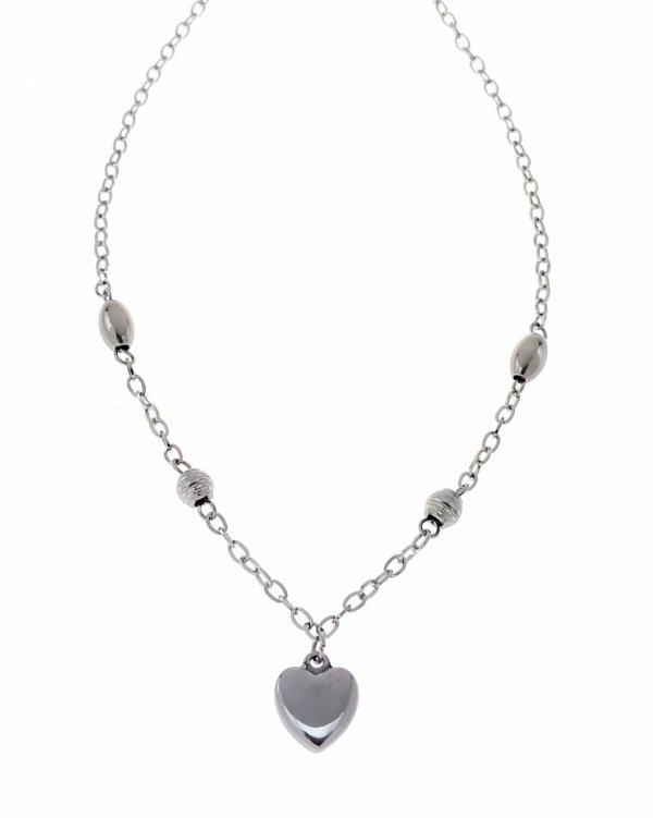 3164 Srebrny naszyjnik 40+5cm stal chirurgiczna 316L nierdzewna serce